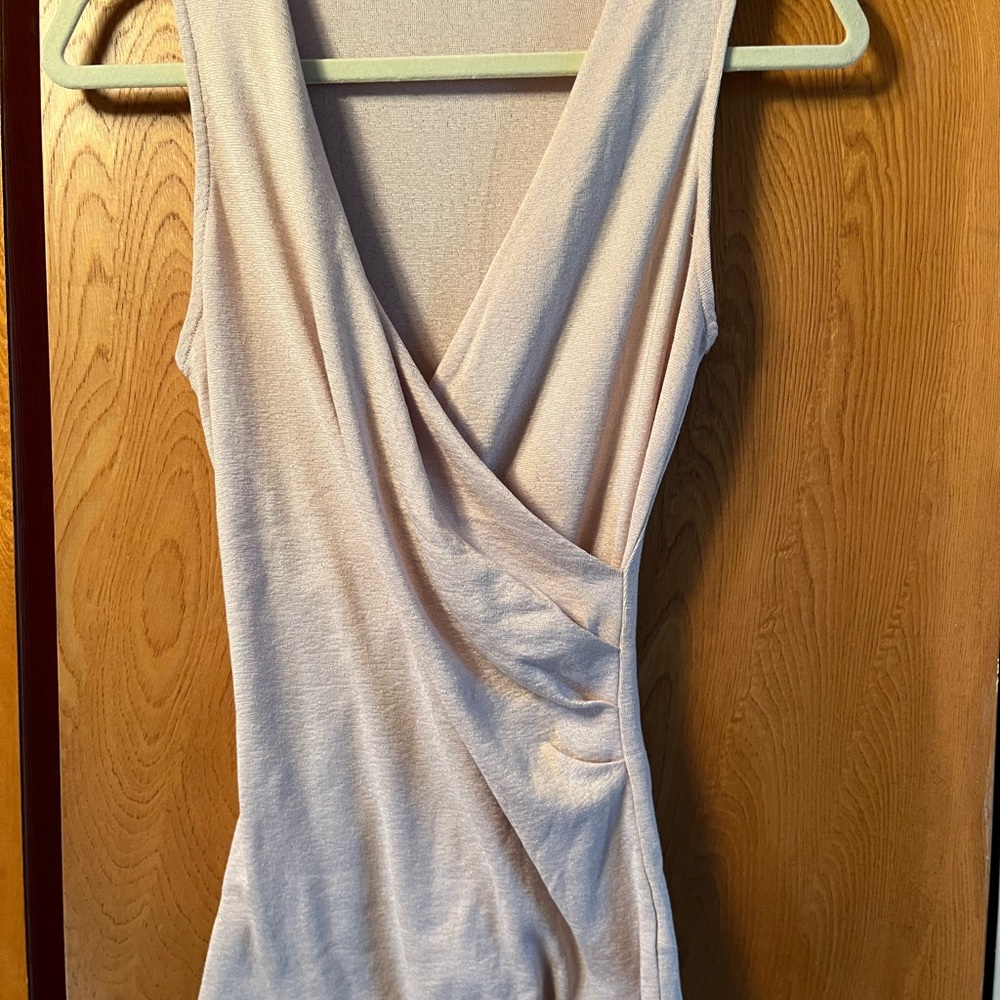 Michael Stars V Neck Suplice Long Tank Blush with shimmer One Size NWOT